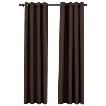 Linen-Look Blackout Curtains - Taupe 140x225cm (2pcs)