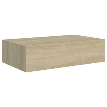 Wall-Mounted Drawer Shelf Oak - Elegant MDF Storage Solution