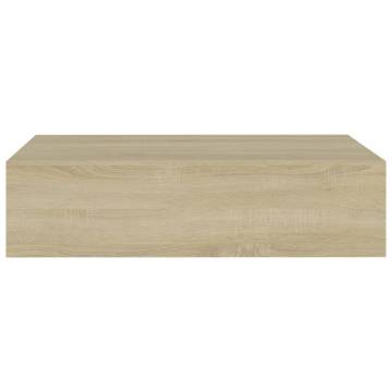 Wall-Mounted Drawer Shelf Oak - Elegant MDF Storage Solution