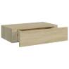 Wall-Mounted Drawer Shelf Oak - Elegant MDF Storage Solution