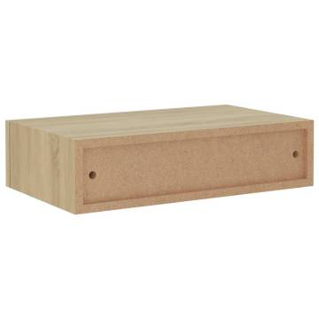 Wall-Mounted Drawer Shelf Oak - Elegant MDF Storage Solution