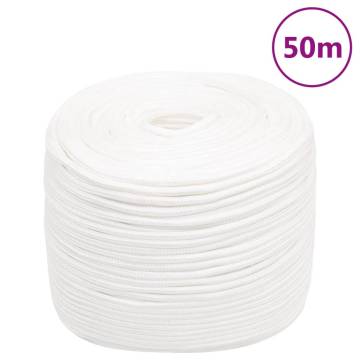 Boat Rope Full White 10mm - Durable Polypropylene 50m