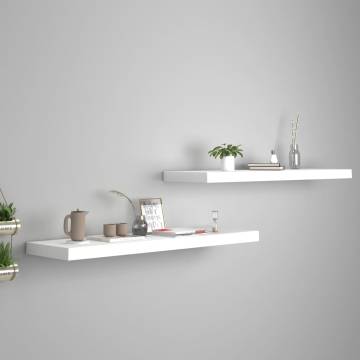 Floating Wall Shelves - Set of 2 White MDF (90x23.5 cm) | Hipo Market