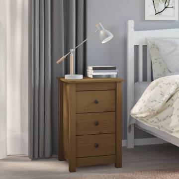 Elegant Honey Brown Bedside Cabinet | Solid Wood Pine Design