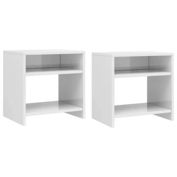 Elegant High Gloss White Bedside Cabinets - Set of 2