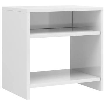 Elegant High Gloss White Bedside Cabinets - Set of 2