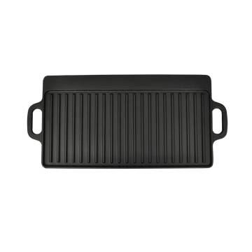 Cast Iron Reversible Grill Platter 50x23 cm - Quality BBQ & Pizza