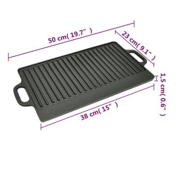 Cast Iron Reversible Grill Platter 50x23 cm - Quality BBQ & Pizza