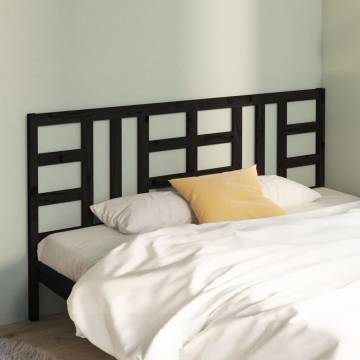 Stylish Black Pine Bed Headboard - 206x4x100 cm