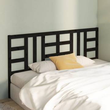 Stylish Black Pine Bed Headboard - 206x4x100 cm