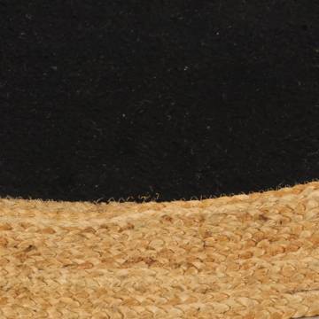 Braided Black & Natural Jute & Cotton Area Rug - 150 cm Round