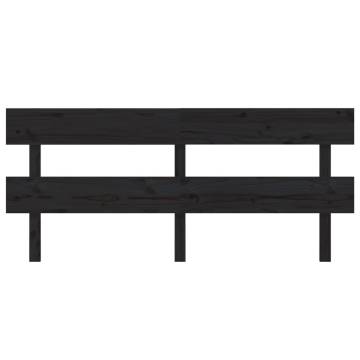 Stylish Black Solid Wood Pine Bed Headboard - 204x3x81 cm