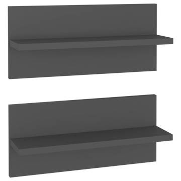 Modern Wall Shelf Set - Grey Engineered Wood - 40x11.5 cm