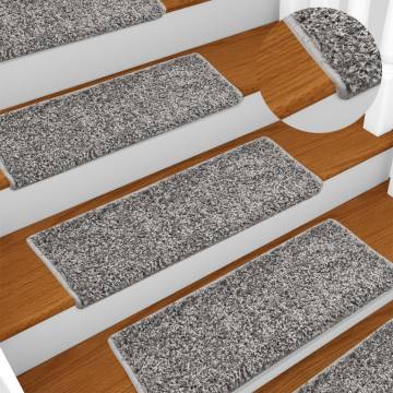 Carpet Stair Treads 15 pcs - Grey, Non-Slip & Stylish