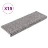 Carpet Stair Treads 15 pcs - Grey, Non-Slip & Stylish