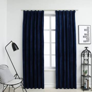 Elegant Dark Blue Velvet Blackout Curtains - 2 pcs | HipoMarket