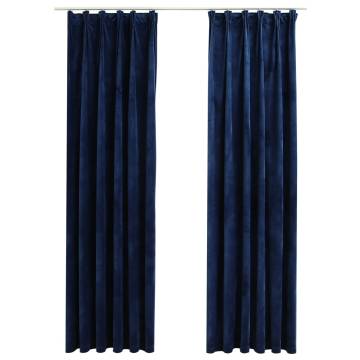 Elegant Dark Blue Velvet Blackout Curtains - 2 pcs | HipoMarket