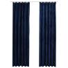 Elegant Dark Blue Velvet Blackout Curtains - 2 pcs | HipoMarket