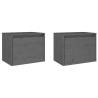 Elegant Grey Wall Cabinets - 2 pcs Solid Pinewood 45x30x35 cm