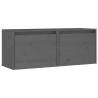 Elegant Grey Wall Cabinets - 2 pcs Solid Pinewood 45x30x35 cm