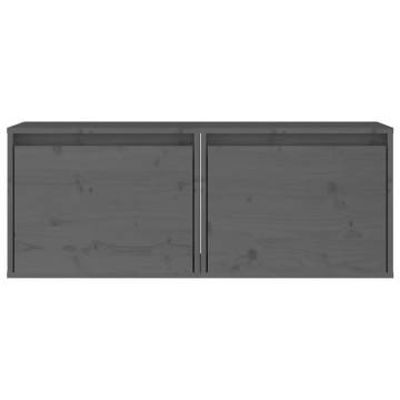 Elegant Grey Wall Cabinets - 2 pcs Solid Pinewood 45x30x35 cm