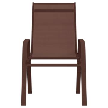 Stackable Garden Chairs - 2 pcs Brown Textilene Fabric