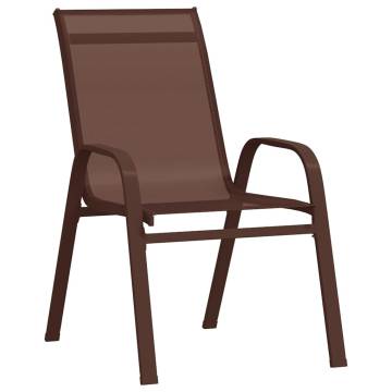 Stackable Garden Chairs - 2 pcs Brown Textilene Fabric