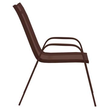 Stackable Garden Chairs - 2 pcs Brown Textilene Fabric