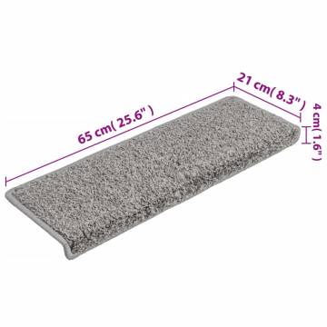 Carpet Stair Treads 15 pcs - Grey, Non-Slip & Stylish