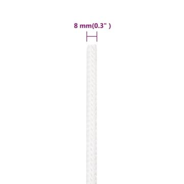 Boat Rope Full White 8mm - 50m Durable Polypropylene