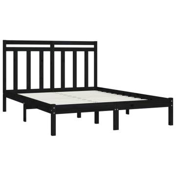 Black Solid Wood Bed Frame 120x200 cm - Classic Design