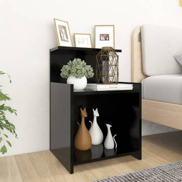 Stylish Black Bed Cabinets 2 pcs - Durable & Practical Design