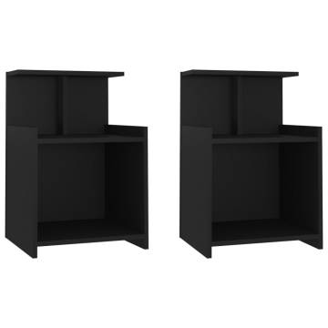 Stylish Black Bed Cabinets 2 pcs - Durable & Practical Design