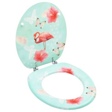 Flamingo Design WC Toilet Seat with Lid | Durable MDF