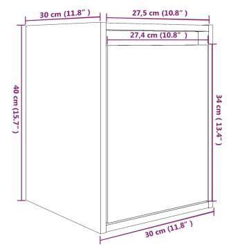 Wall Cabinet White 30x30x40 cm | Solid Wood Pine for Home