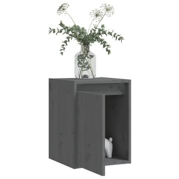 Wall Cabinets 2 pcs Grey - Solid Pinewood | HipoMarket