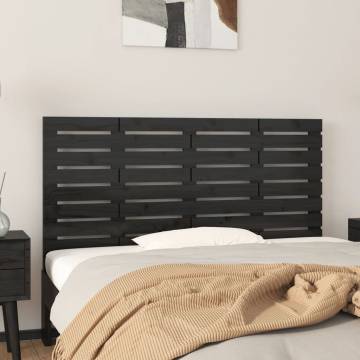 Elegant Black Wall Headboard - Solid Pine Wood 146x3x63 cm