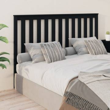 Stylish Black Pine Bed Headboard - 166x6x101 cm