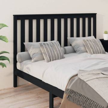 Stylish Black Pine Bed Headboard - 166x6x101 cm