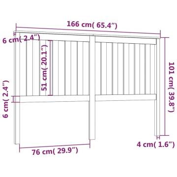 Stylish Black Pine Bed Headboard - 166x6x101 cm