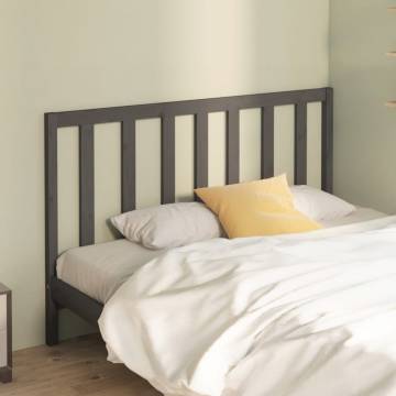 Stylish Grey Bed Headboard - Solid Pine Wood 146x4x100 cm