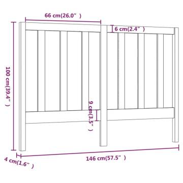 Stylish Grey Bed Headboard - Solid Pine Wood 146x4x100 cm