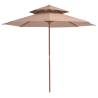 Double Decker Parasol with Wooden Pole 270 cm Taupe Colour taupe 