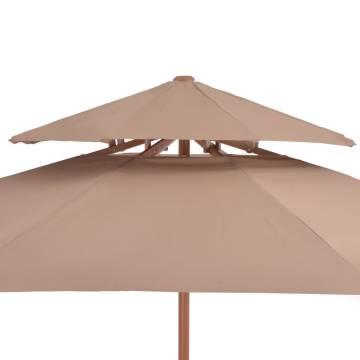 Double Decker Parasol with Wooden Pole 270 cm - Taupe