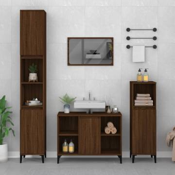 Brown Oak Sink Cabinet - 80x33x60 cm - Engineered Wood