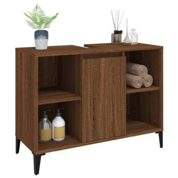 Brown Oak Sink Cabinet - 80x33x60 cm - Engineered Wood