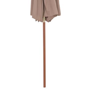 Double Decker Parasol with Wooden Pole 270 cm - Taupe