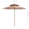 Double Decker Parasol with Wooden Pole 270 cm - Taupe