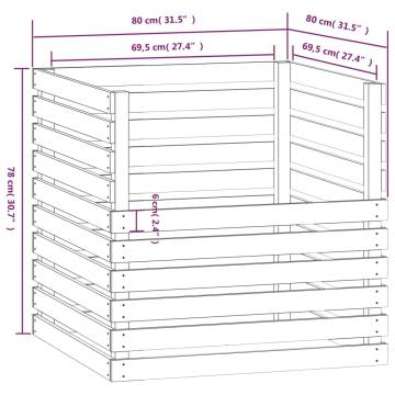 Composter White 80x80x78 cm - Solid Wood Pine | HipoMarket