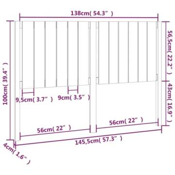 Stylish White Bed Headboard - Solid Pine 145.5x4x100cm